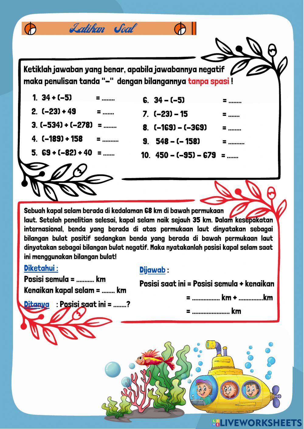 Penjumlahan dan Pengurangan Bilangan Bulat