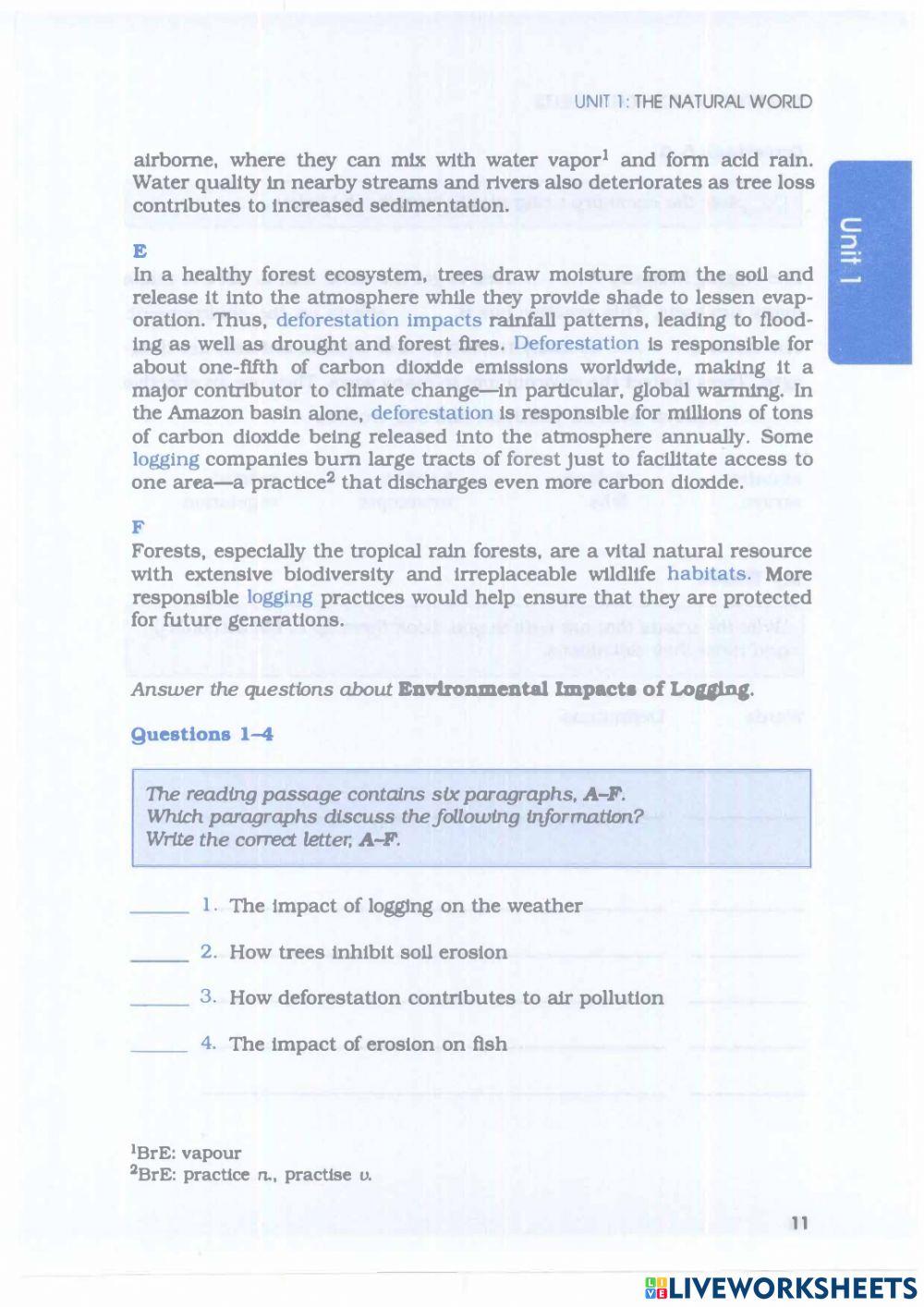Barron's IELTS - Unit 1.1 - The Natural World