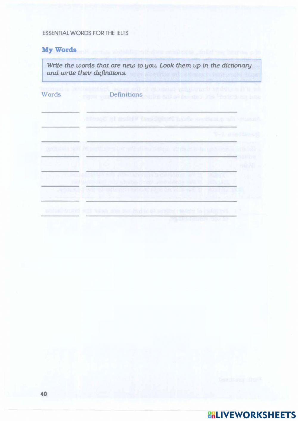 Barron's IELTS - Unit 2.1 - Leisure Time