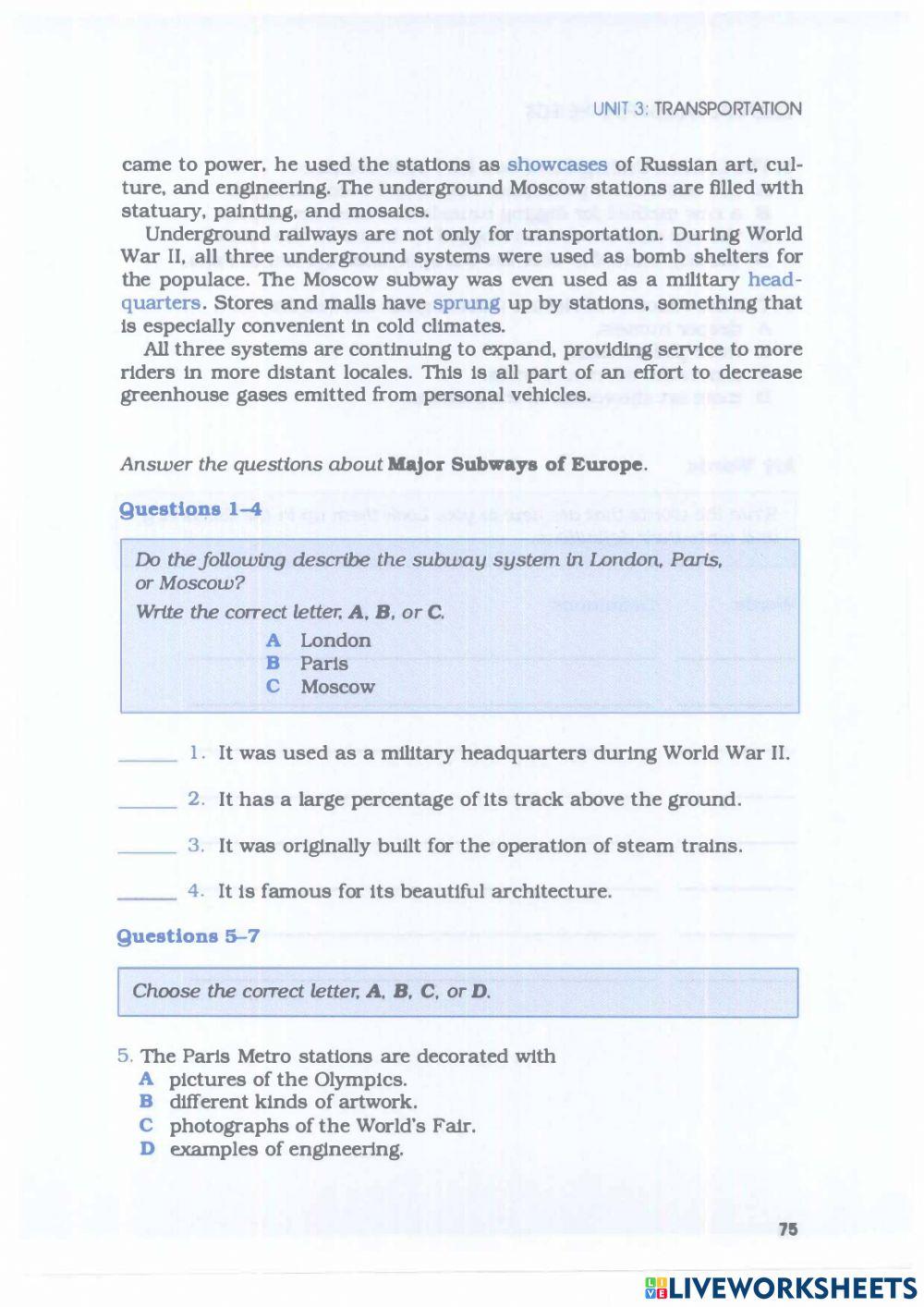 Barron's IELTS - Unit 3.2 - Transportation