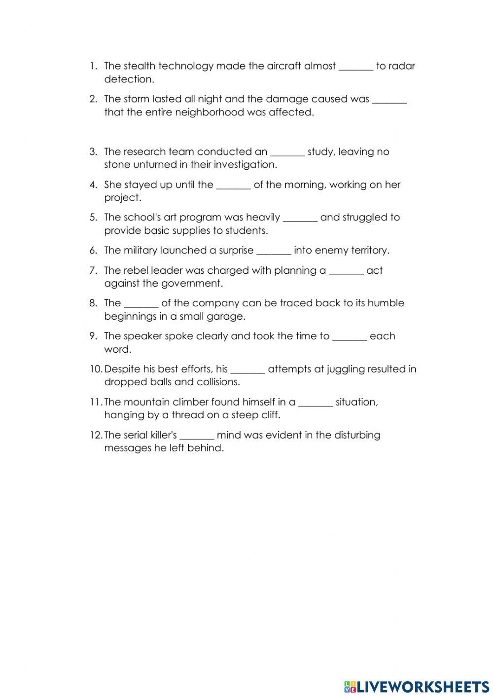 C2 ESL worksheets