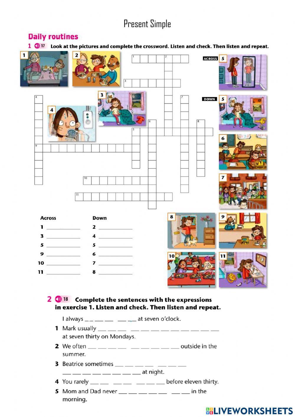 Present simple- dalily routines- Link it! 1