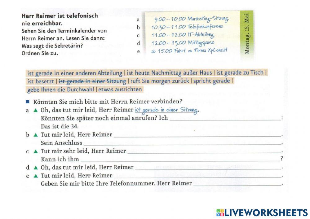 B 1.1. Lektion 4: Telefongespräch