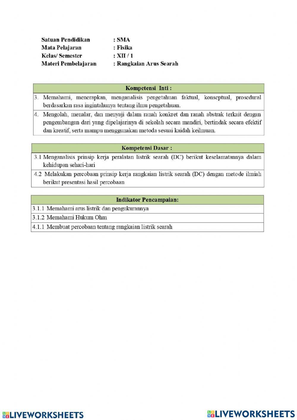 LKPD Rangkaian Arus Searah