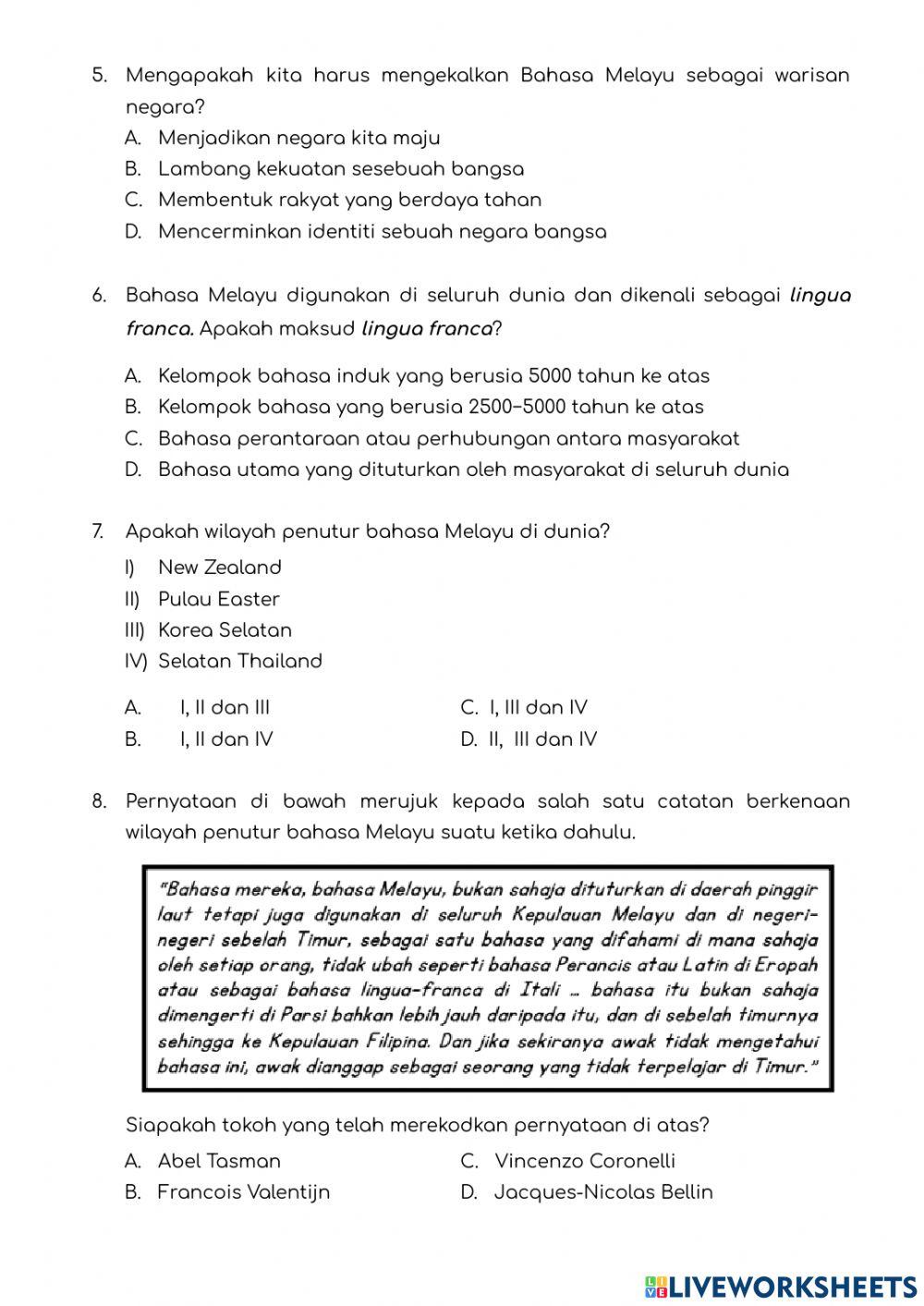 Unit 3 : Bahasa Melayu Warisan Kita