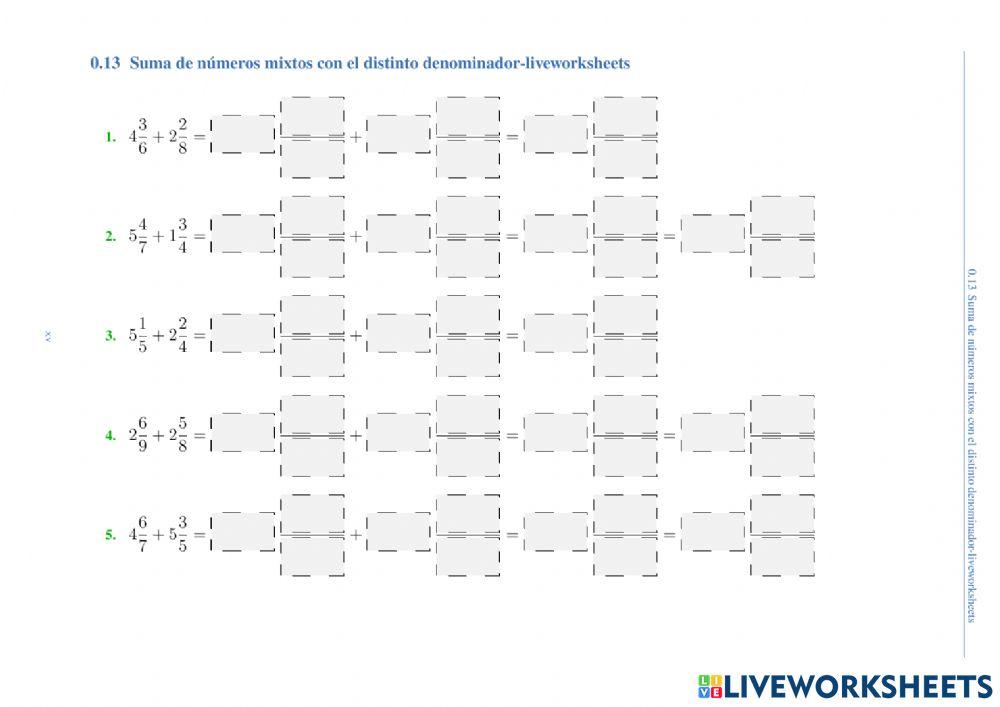 Suma de números mixtos