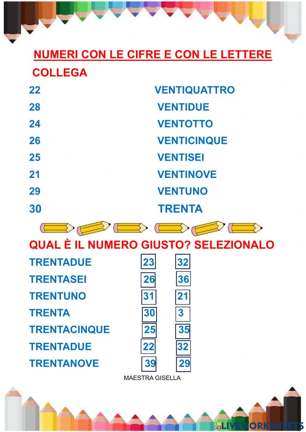 Numeri entro il 40 Numeri entro il 40