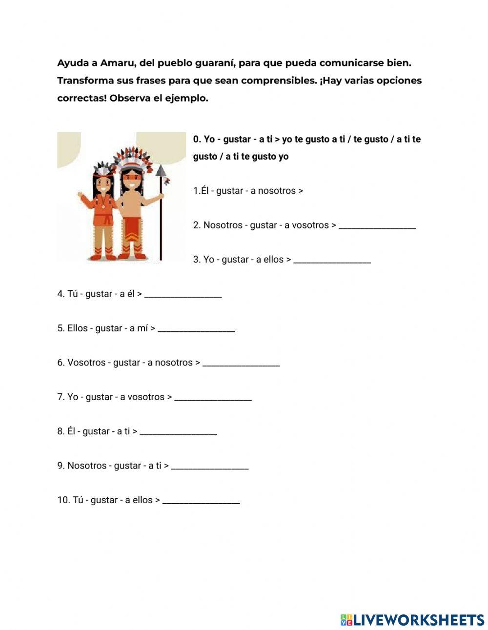 Verbo GUSTAR con personas