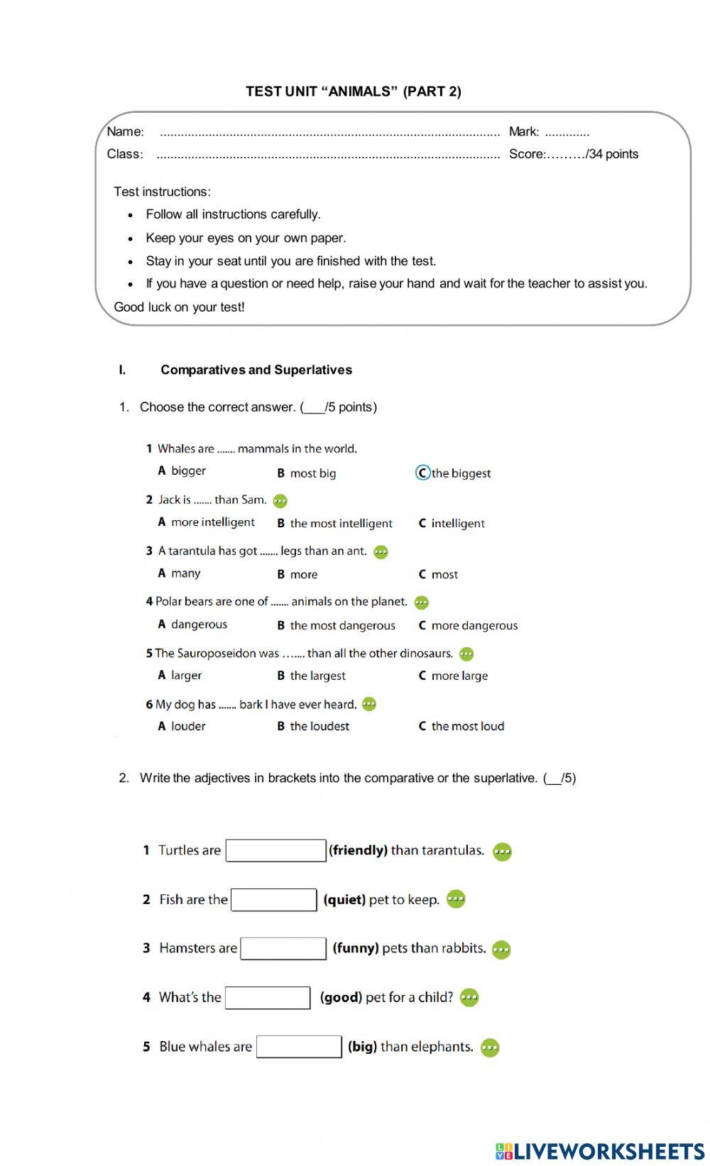 TEST UNIT ANIMALS (PART 2)