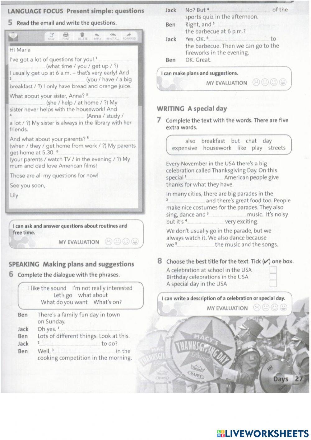 English Plus 1 - Unit 2 - Progress Review