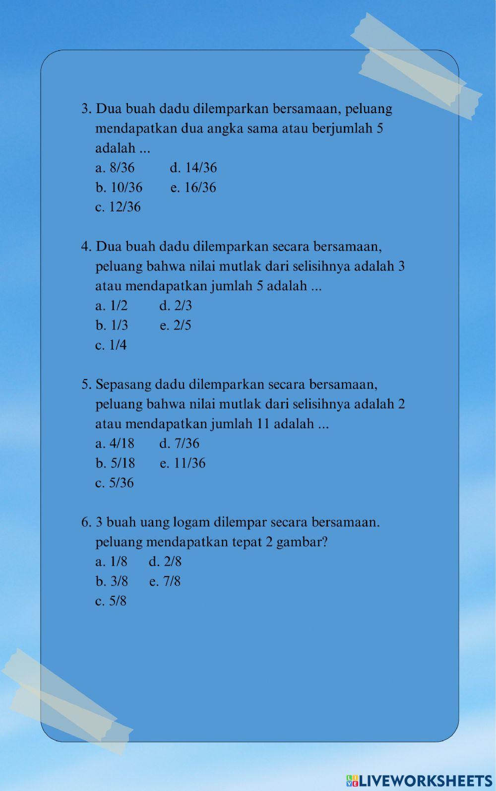 Peluang Kejadian Saling Lepas dan Tidak Saling Lepas