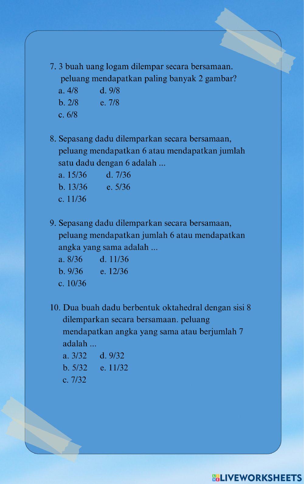 Peluang Kejadian Saling Lepas dan Tidak Saling Lepas