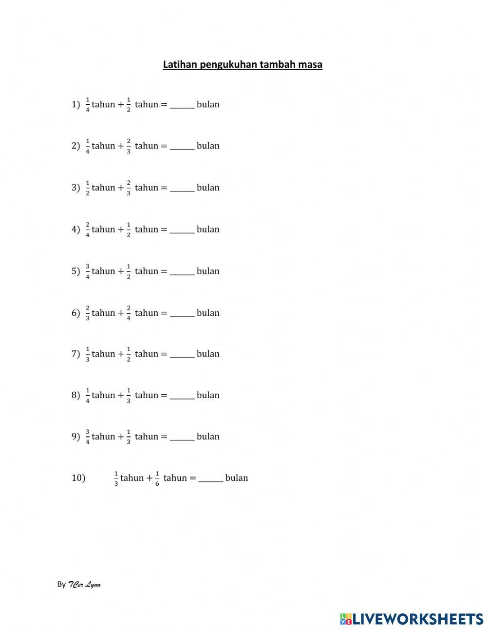 Latihan Pengukuhan Tambah Masa-Tahun Bulan