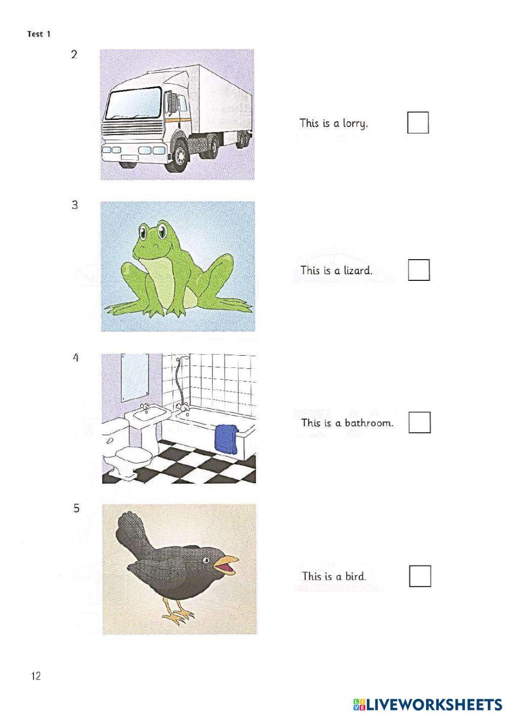 Starters 6 Test 1 Reading and Writing