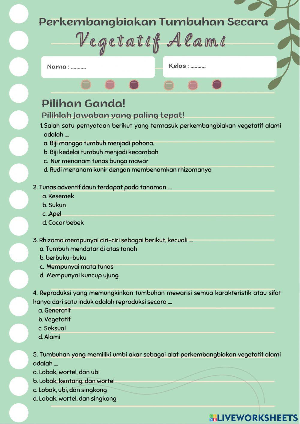 Perkembangbiakan Tumbuhan Secara Vegetatif Alami