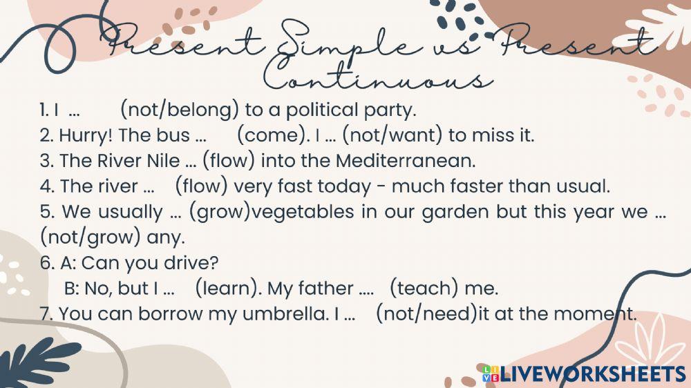 Present Simple vs Present Continuous