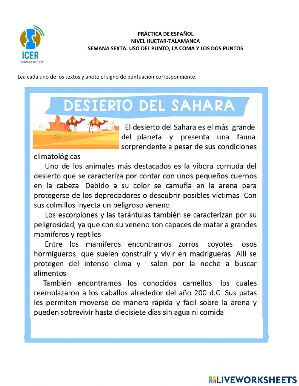 Puntuación (: , . )