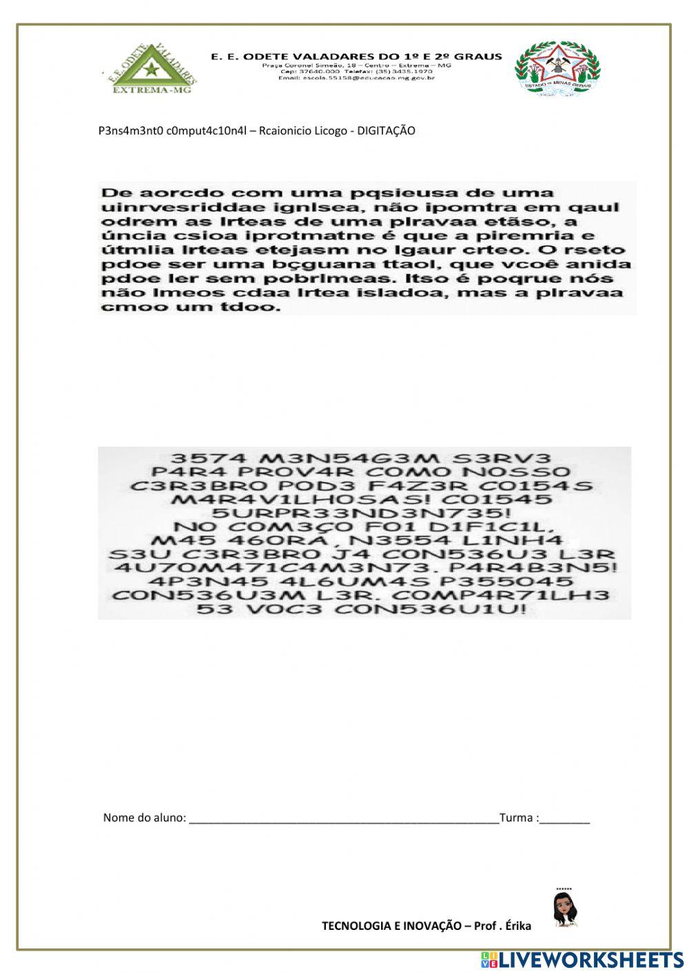 Digitação - Tecnologia e Inovação