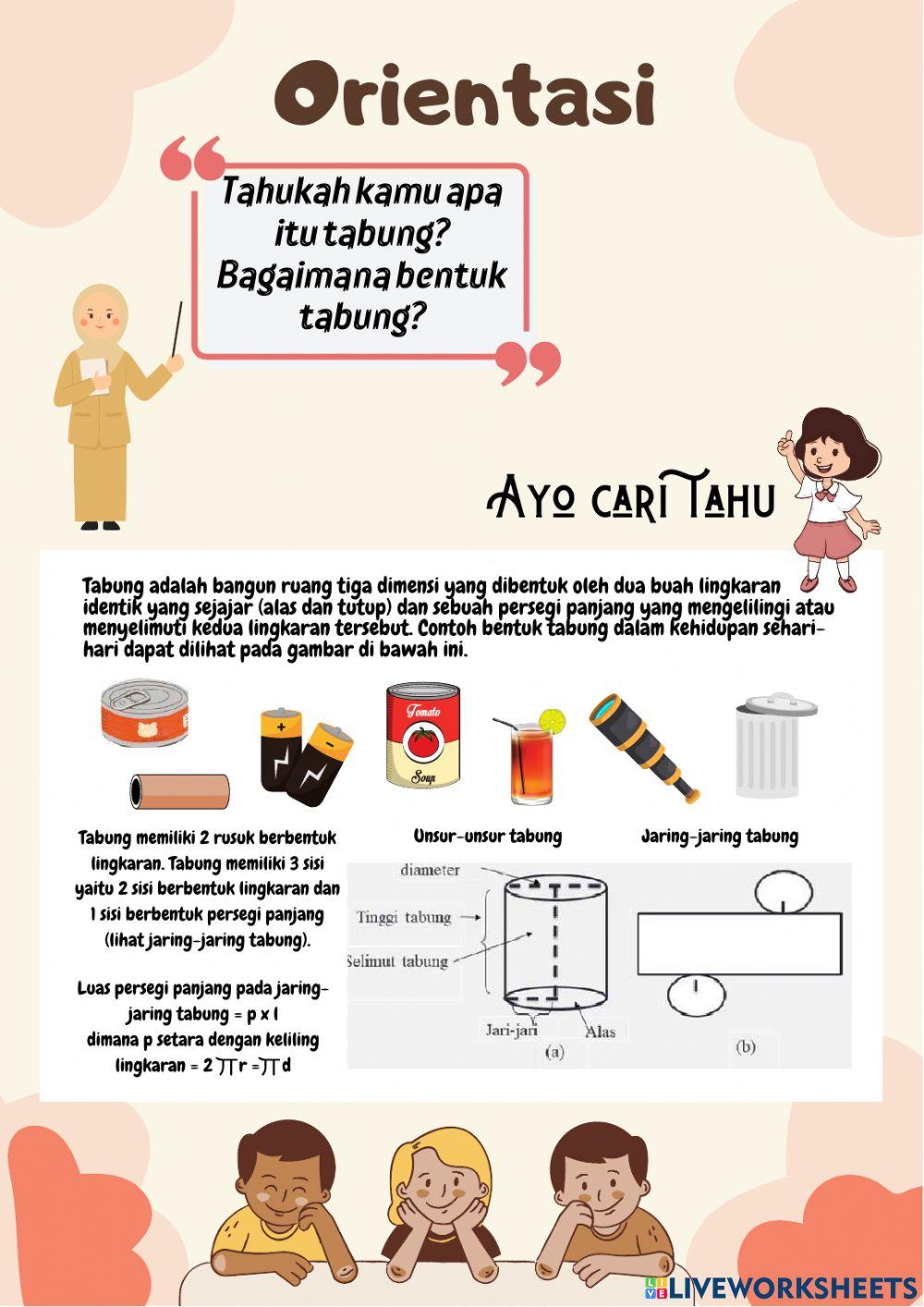 Tabung : Luas permukaan dan Volume