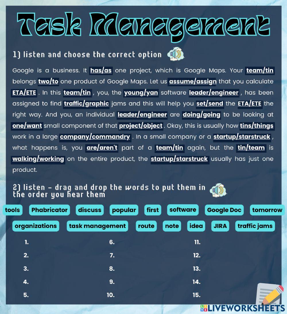 Task management listening