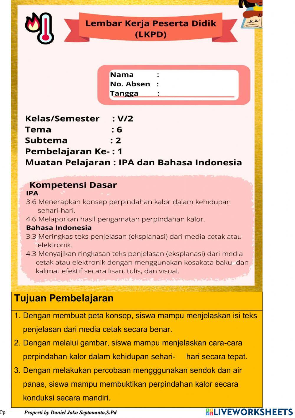 LKPD Kelas V Tema 6 Subtema 2 PB 1