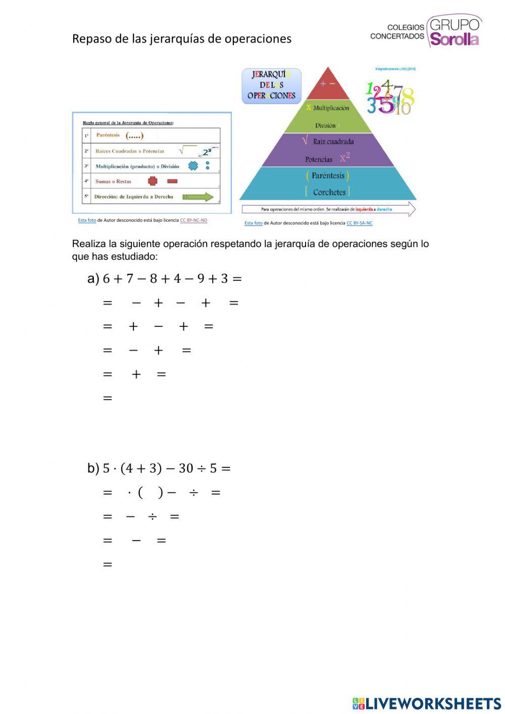 Repaso sobre la jerarquía de operaciones