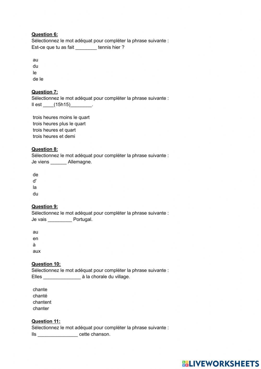 Teste niveau français