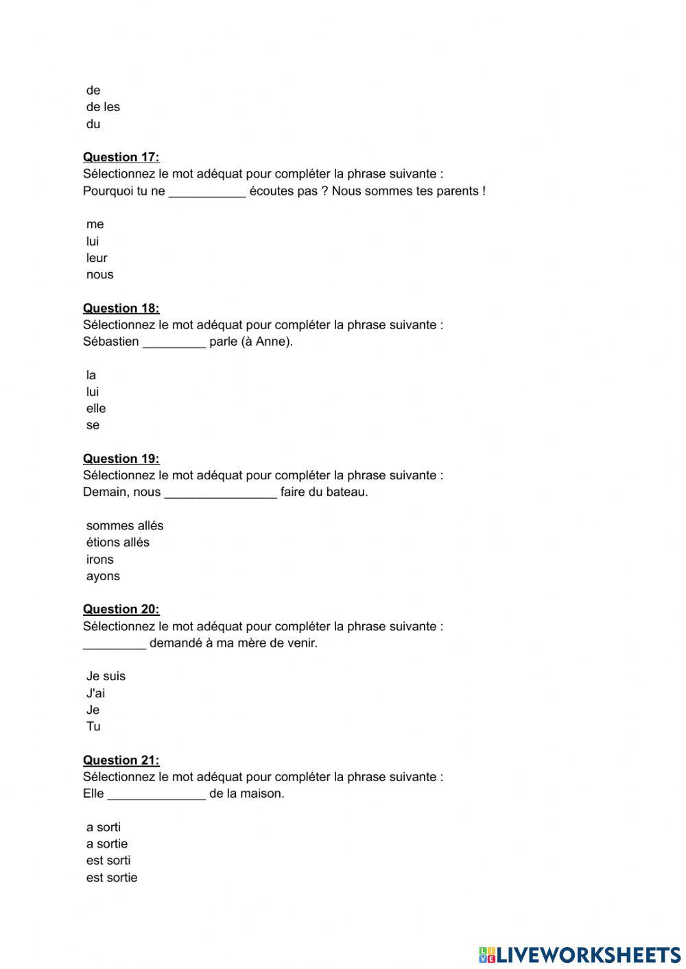 Teste niveau français