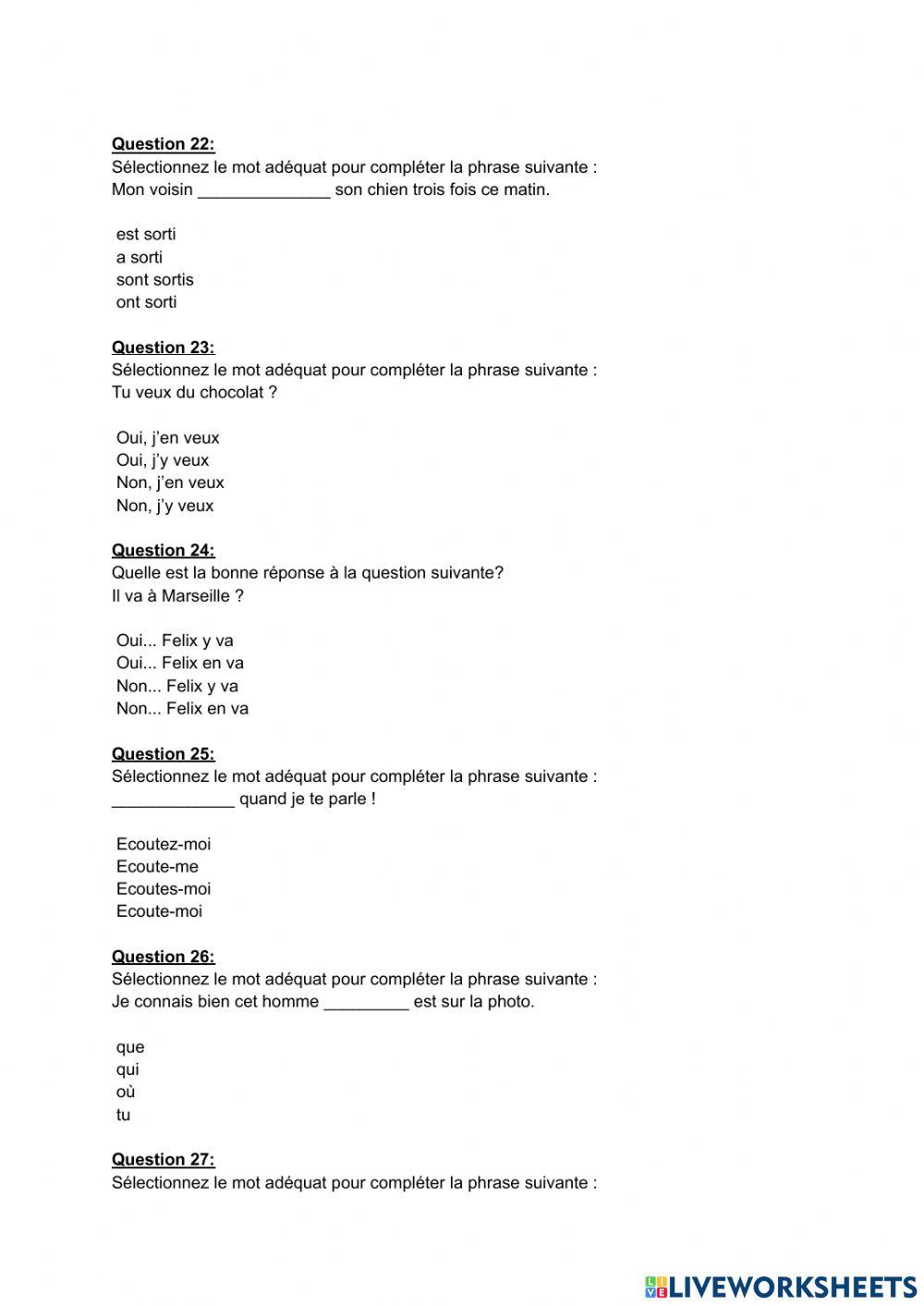 Teste niveau français