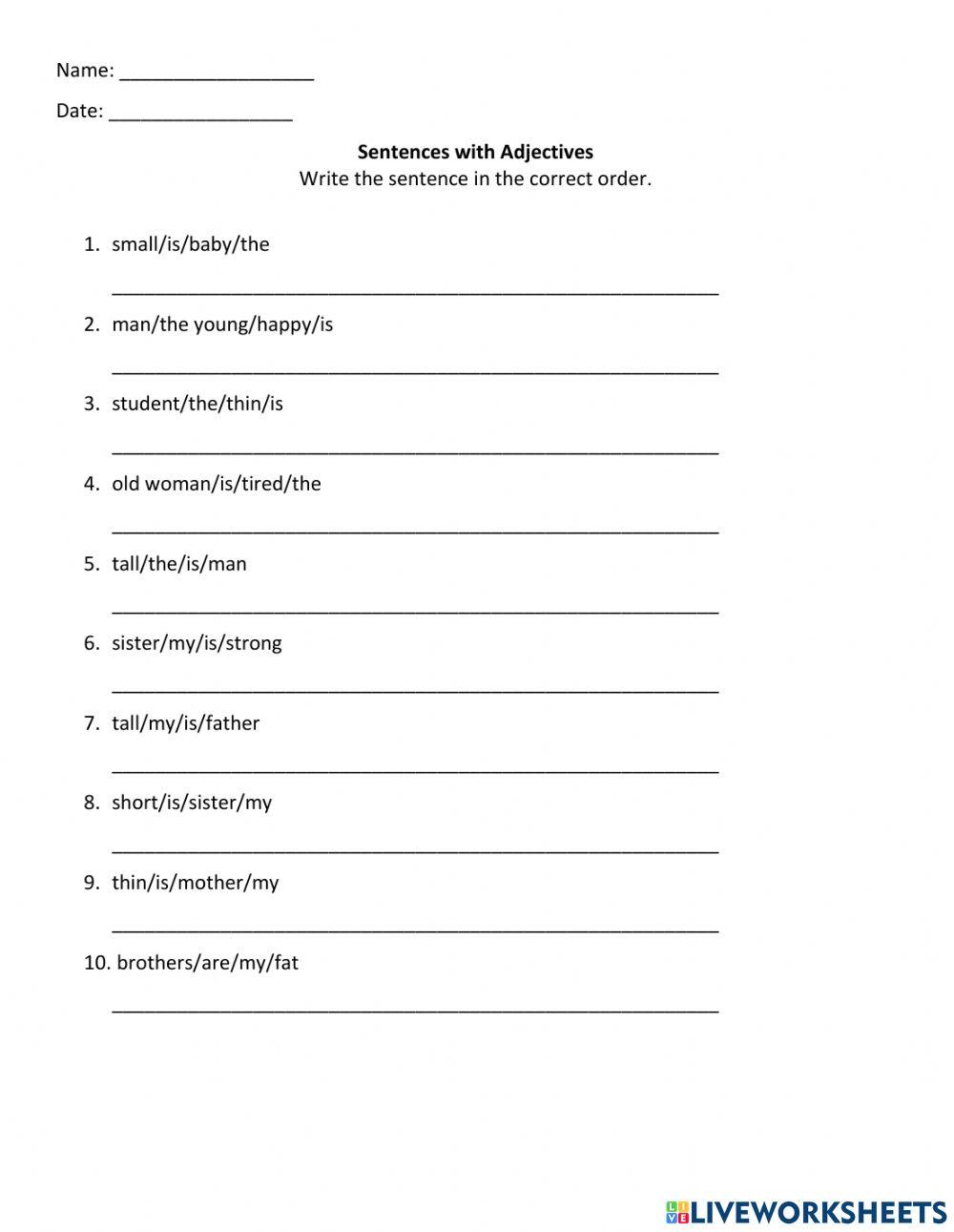 Sentences with Adjectives