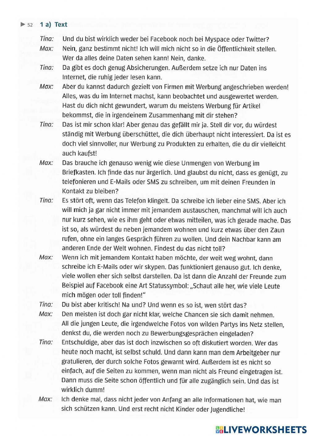 B1 Lek 9 Hören und Sprechen - H1