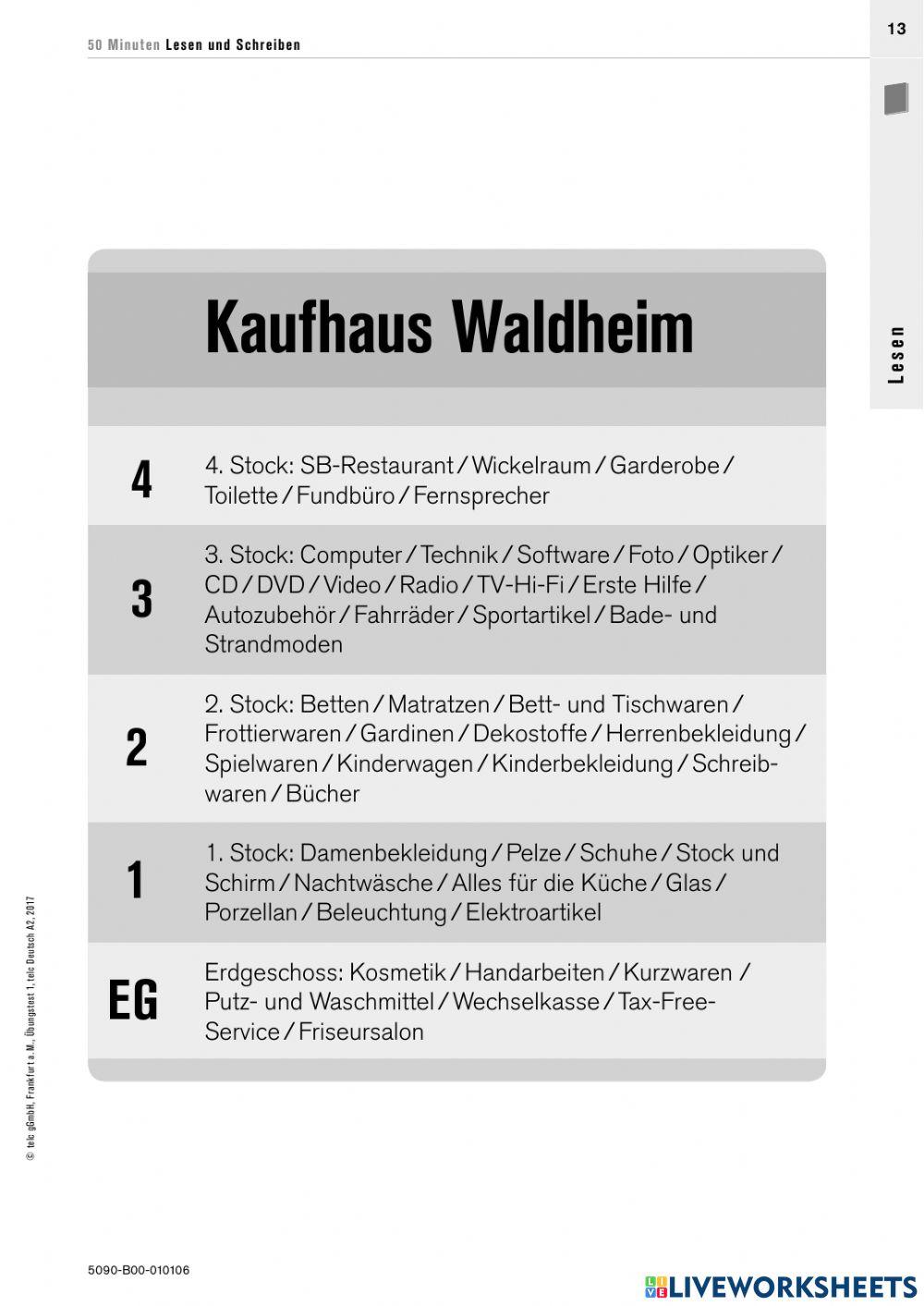 Übungstest A2 Hören und Lesen