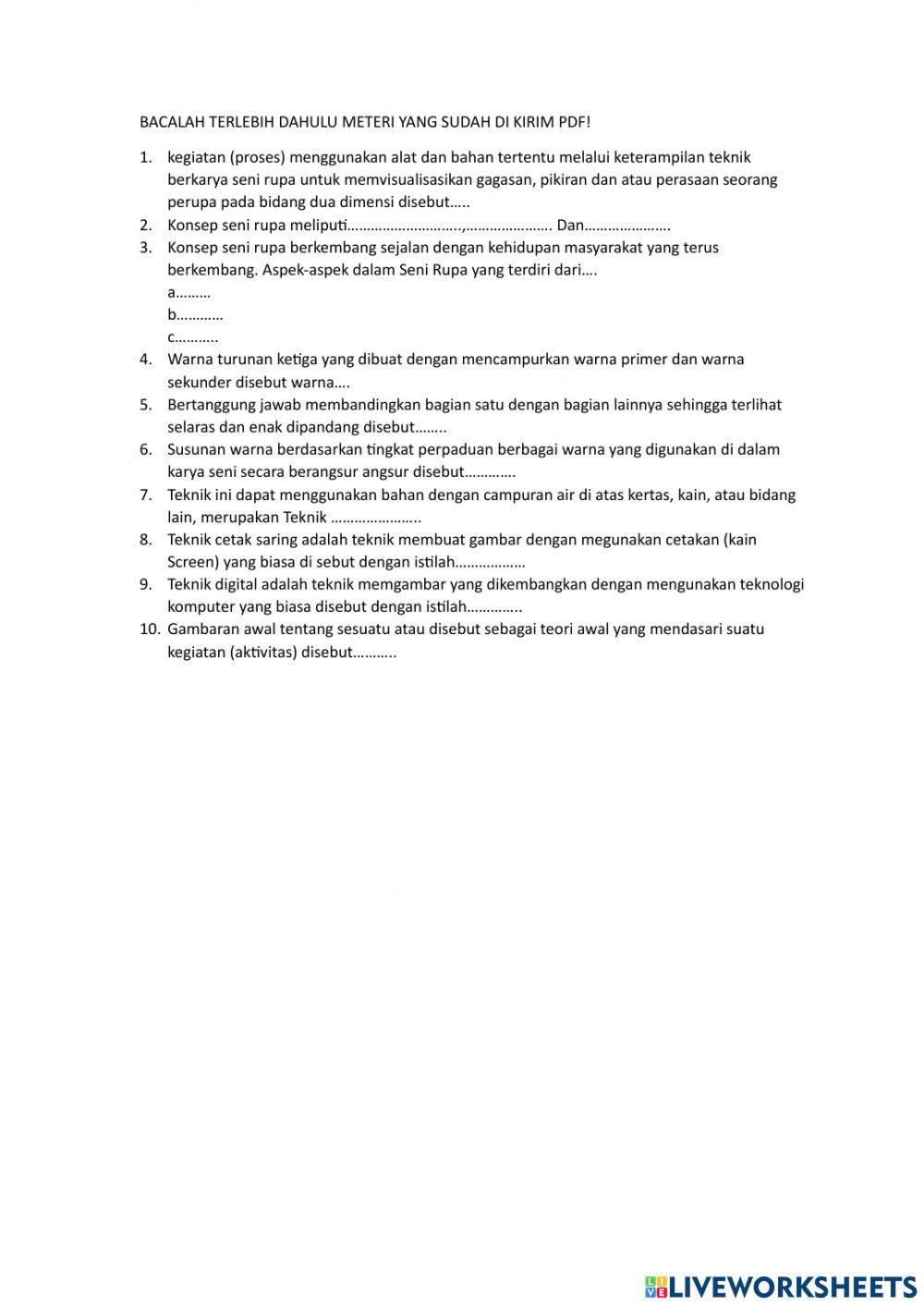 Konsep Seni rupa kelas 12