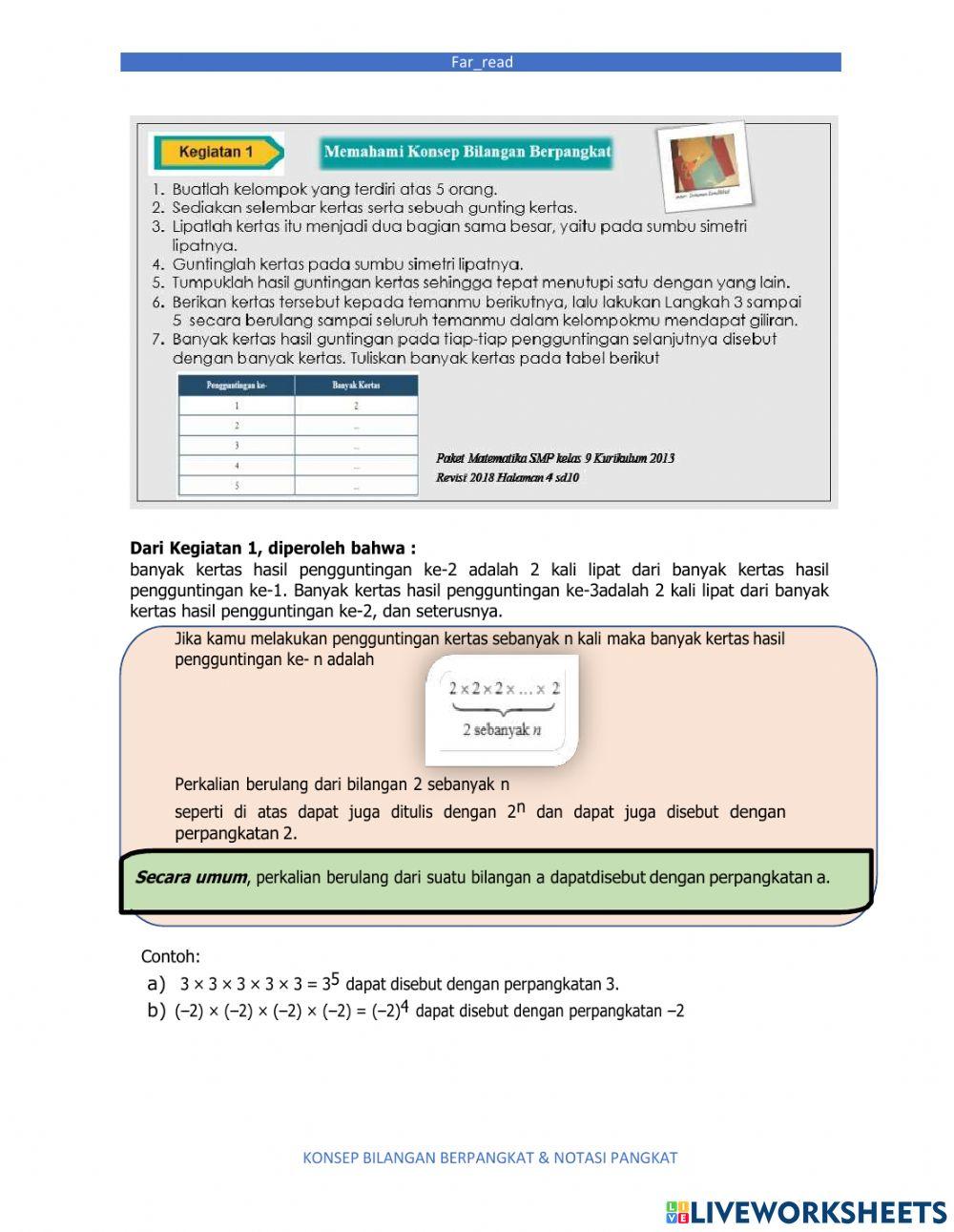 KONSEP BILANGAN BERPANGKAT
