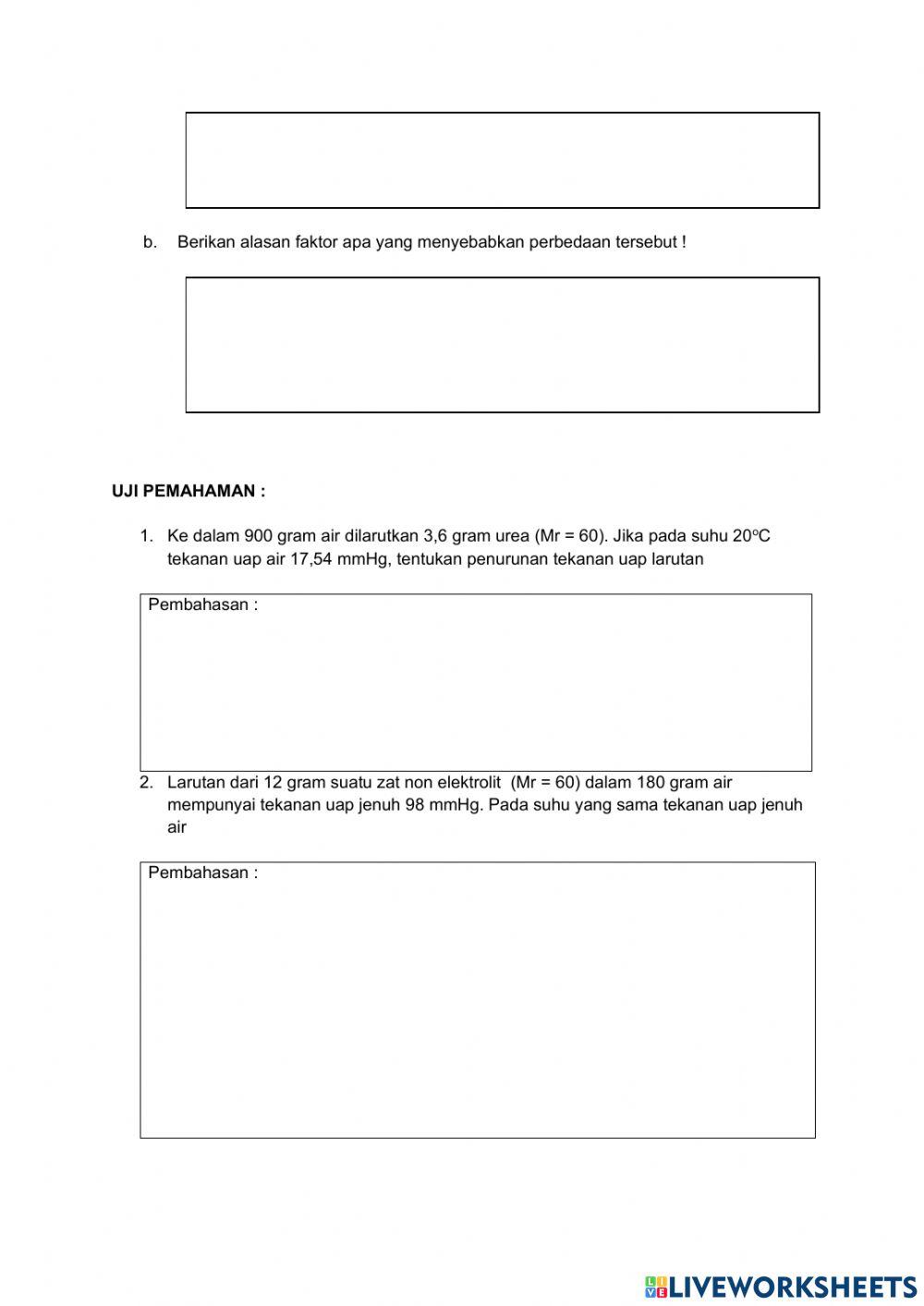 Penurunan Tekanan Uap Larutan