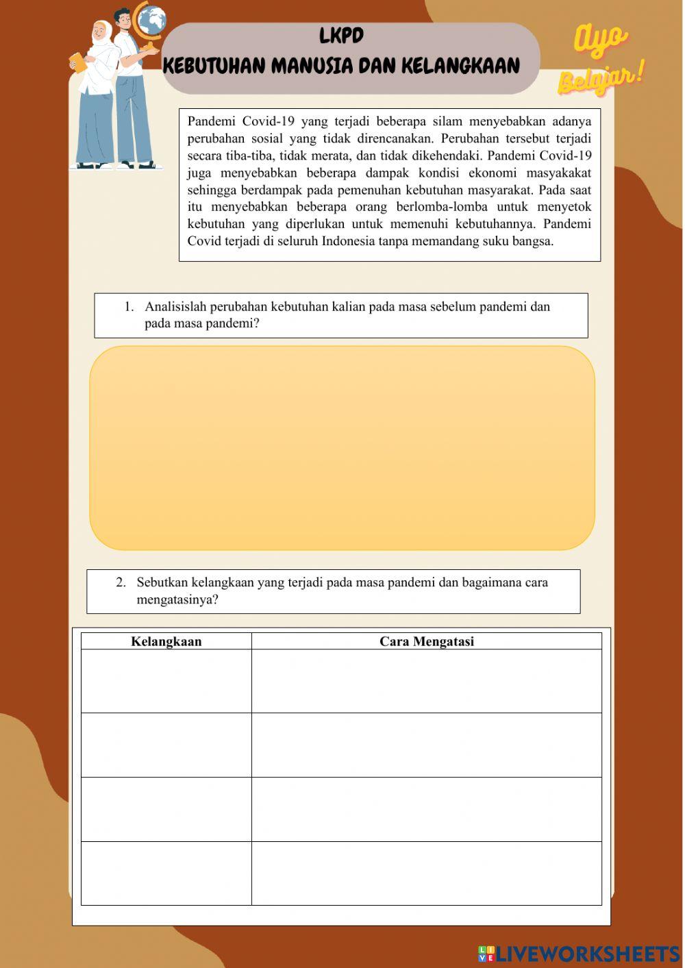 LKPD Kebutuhan Manusia dan Kelangkaan