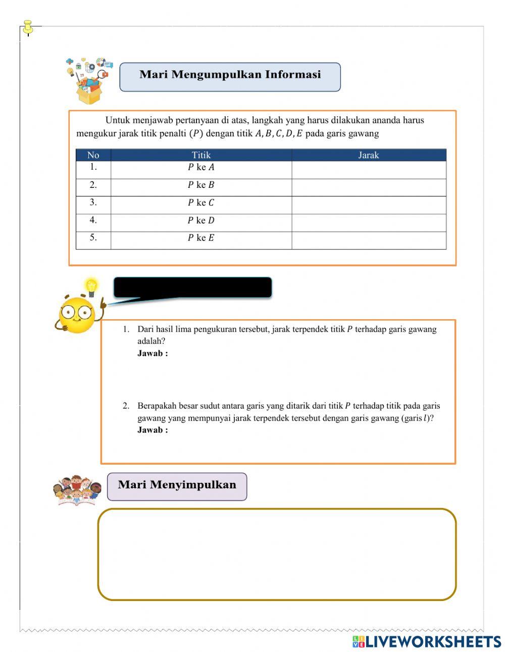 LKPD Jarak Titik Ke Garis dalam Ruang