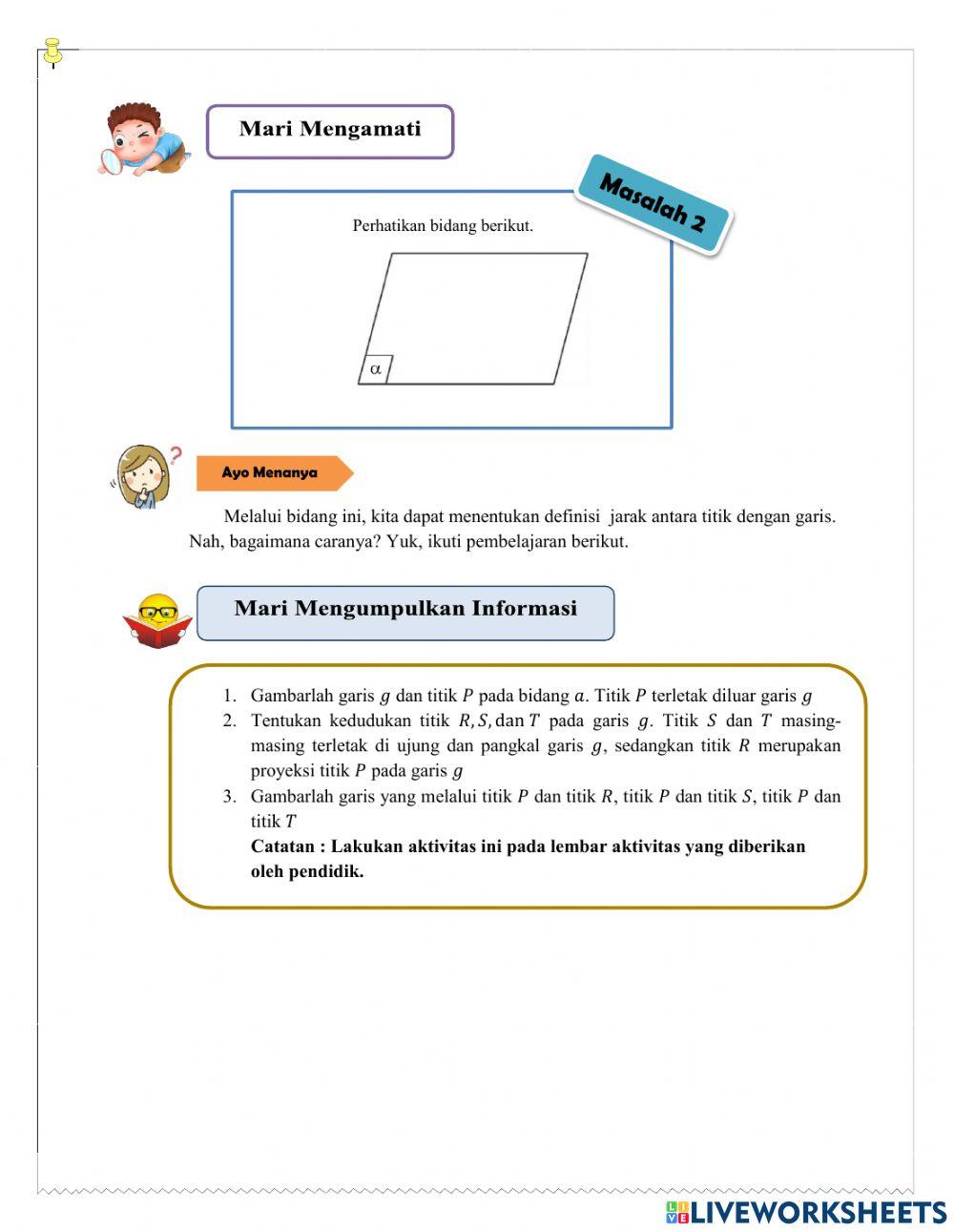 LKPD Jarak Titik Ke Garis dalam Ruang