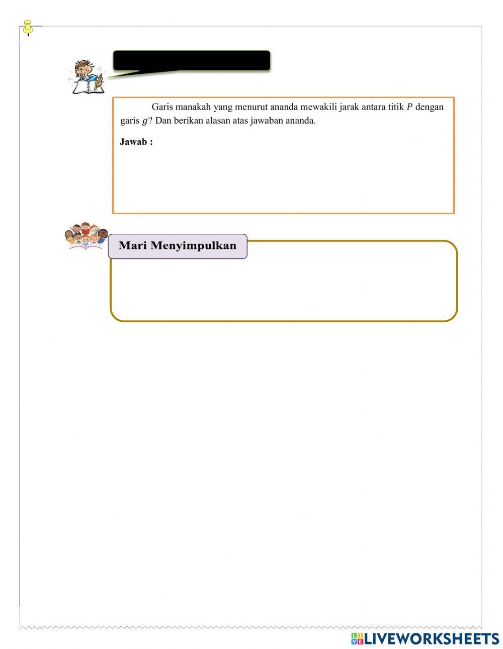 LKPD Jarak Titik Ke Garis dalam Ruang