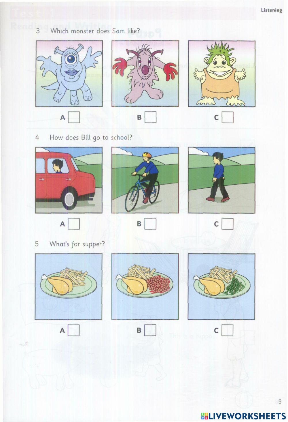 Starters 3 test 1 listening