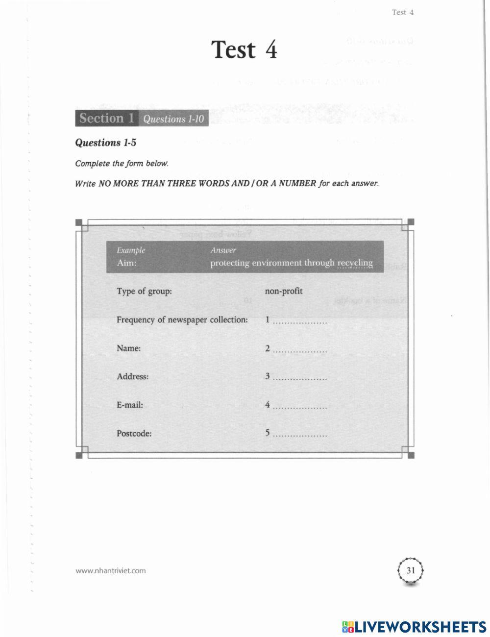 Listening actual 1 - Sec 1 only