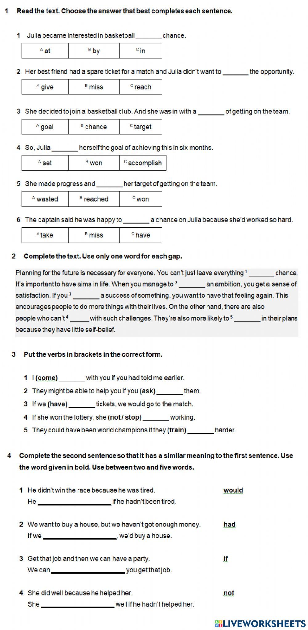 Conditionals test fce