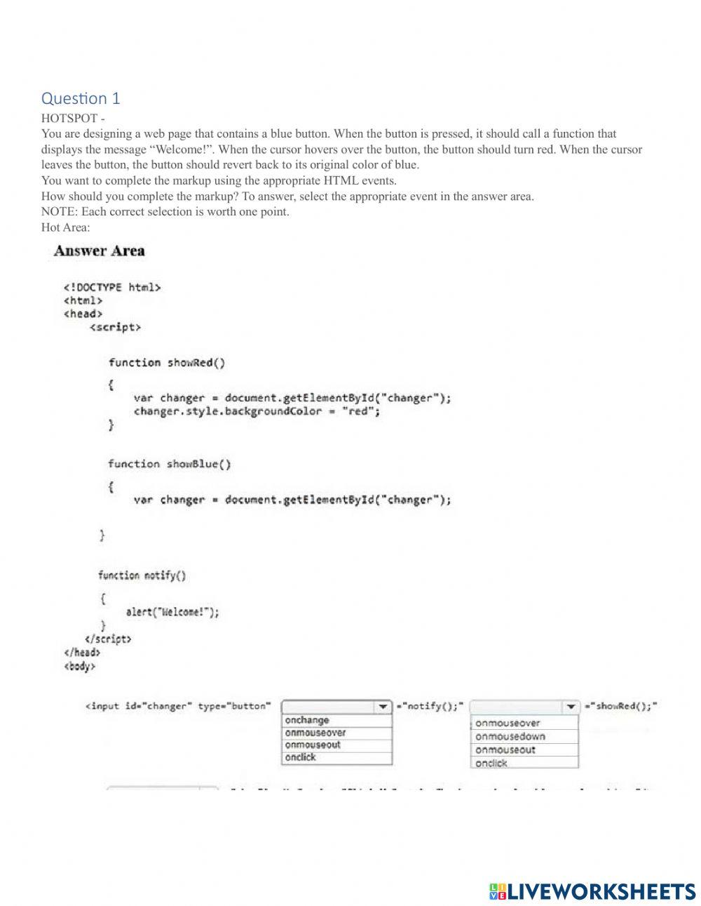 Prueba ITS JavaScript 7107793 | sro55 | Live Worksheets