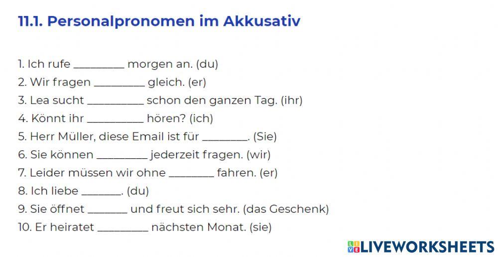 Personalpronomen im Akkusativ