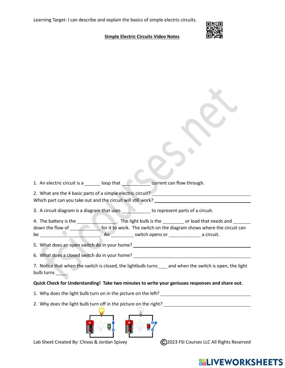 Simple Electric Circuits Video Notes with Video Simple Electric Circuits Video Notes with Video