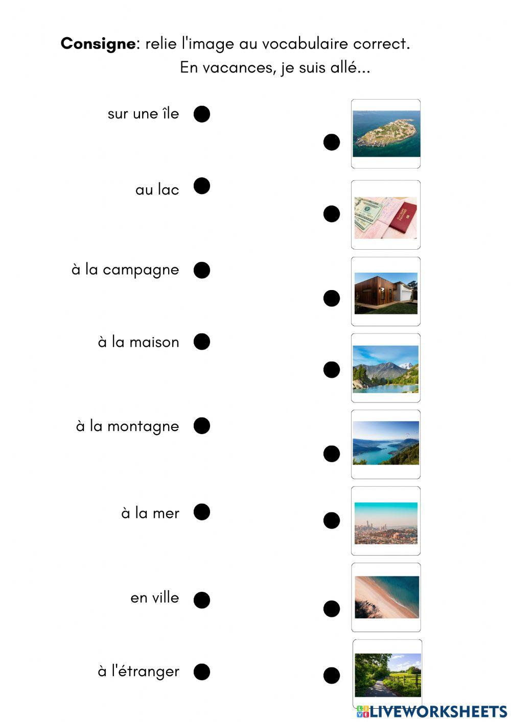 Les lieux de vacances