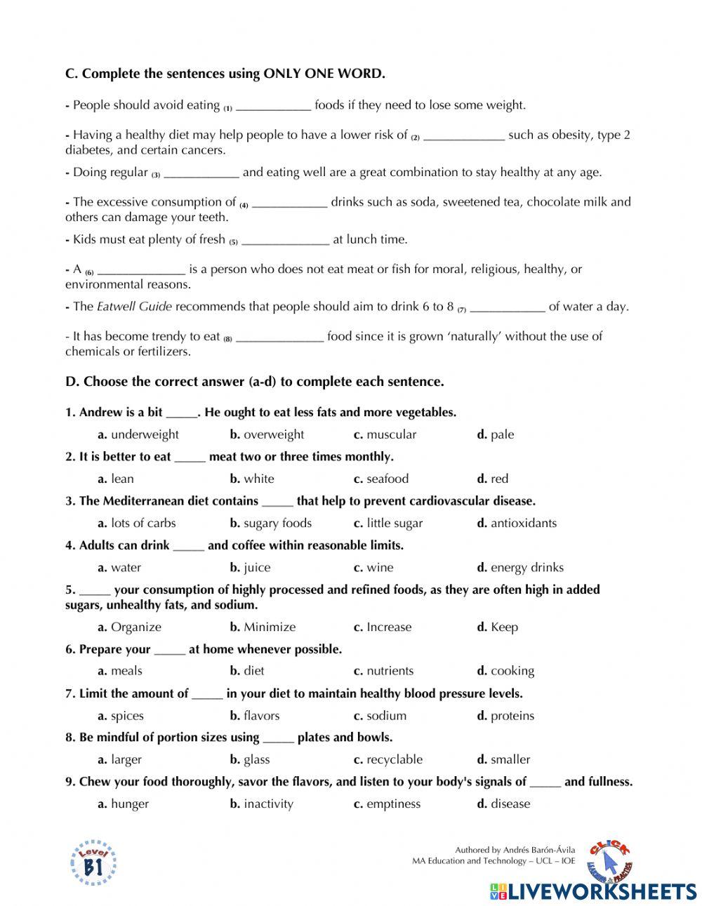 Vocabulary Ex.: Food and Cooking