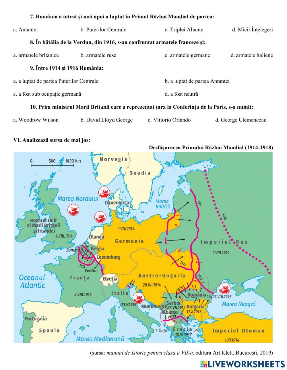 Lumea la sfârșitul sec. XIX și începutul sec. XX