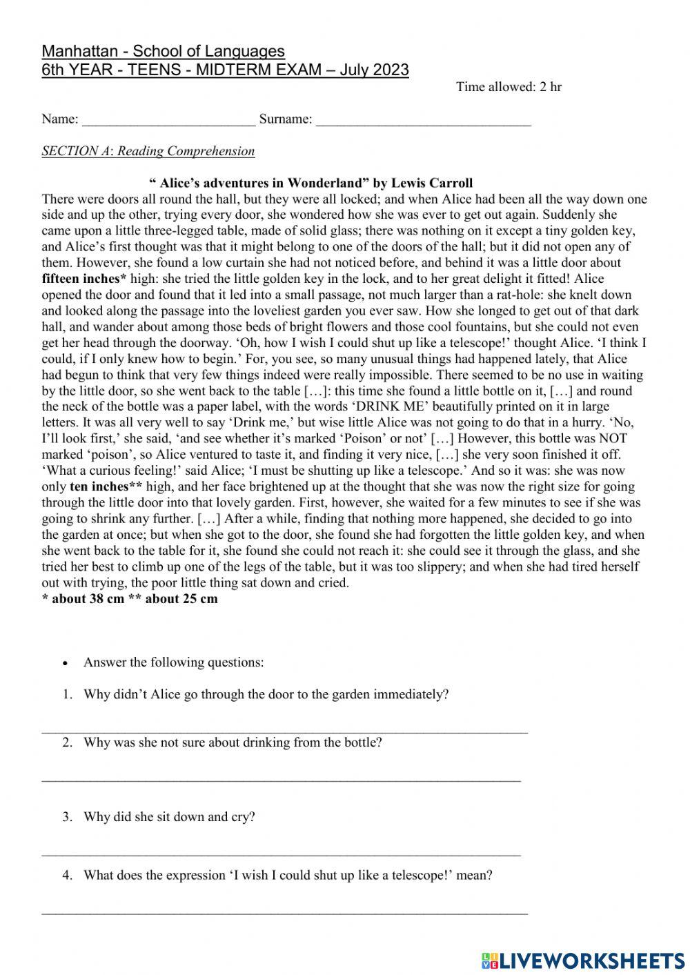 6h teens - midterm exam - July 2023