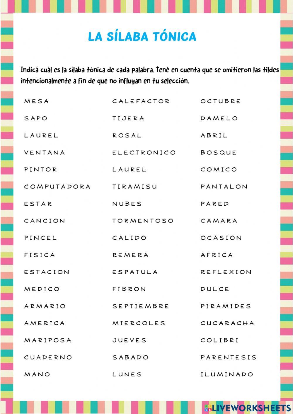 Cuál es la sílaba tónica?